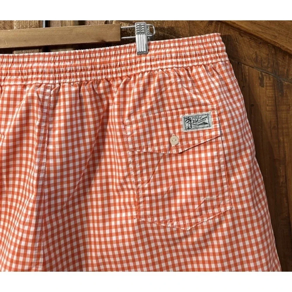 Mens NWT Polo‎ Ralph Lauren Big & Tall  Traveler Swim Trunks Check 3XB $95 Lined